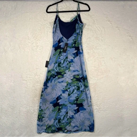 Lulus‎ Flowery Passion Blue Floral Print Cowl Neck Midi Dress Women’s Small NEW - Picture 8 of 14
